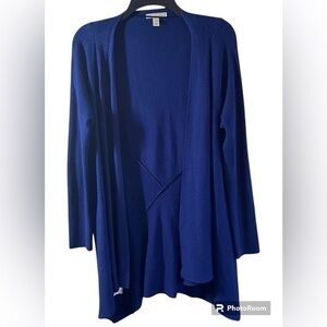 Cobalt Blue Open Front Duster Cardigan, Large